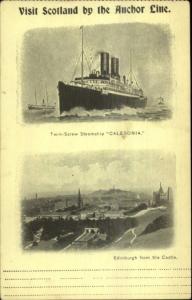 Anchor Line Steamship SS Columbia & Scotland View Postcard Edinburgh