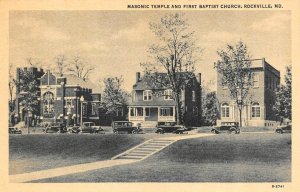 Rockville, Maryland MD   MASONIC TEMPLE~FIRST BAPTIST CHURCH  Vintage  Postcard