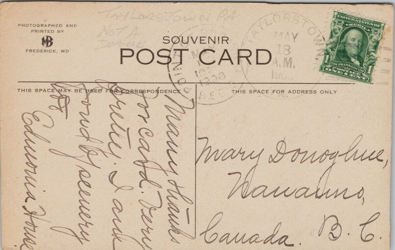 Frederick City Hospital Frederick MD Maryland c1908 Postcard G6