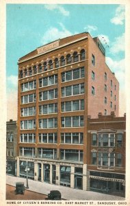 Vintage Postcard 1920's Home Citizen's Banking Co. East Market St. Sandusky Ohio