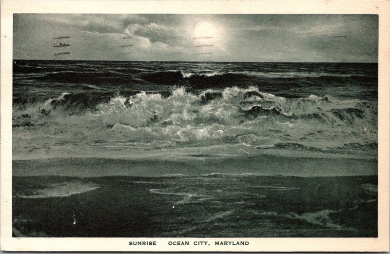 OCEAN CITY MARYLAND~POSTCARD~Sunrise~Posted 1937~ KB23