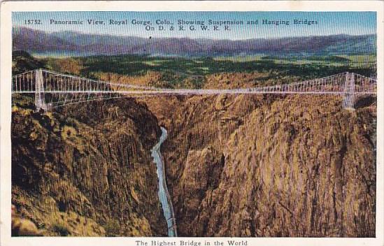 Colorado Royal Gorge Panoramic View Showing Suspension And Hanging Bridges