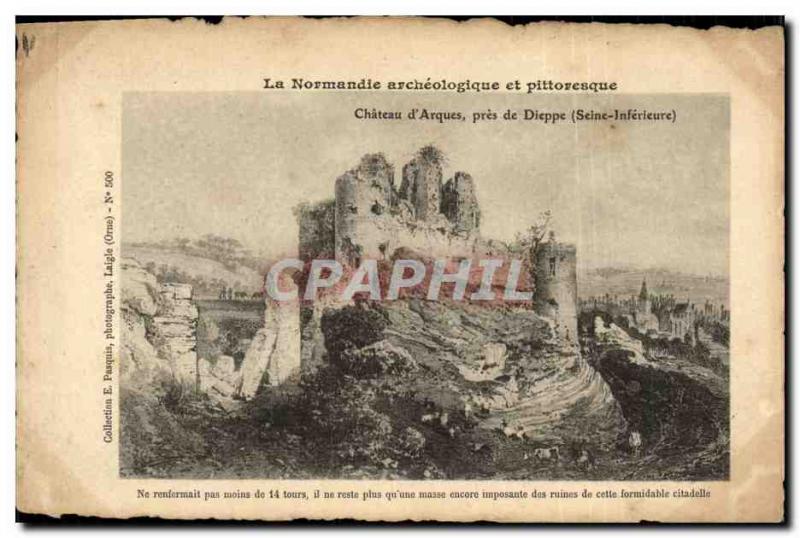 Old Postcard Chateau d'Arques near Dieppe