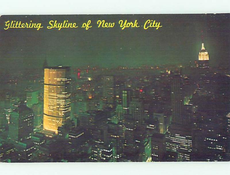 Unused Pre-1980 GREAT VIEW OF PAN AM BUILDING AT NIGHT New York City NY hp3673