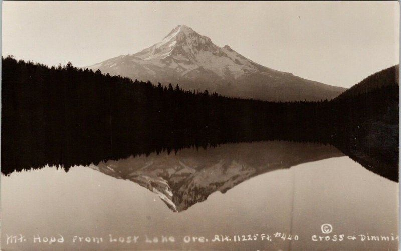 Mt Hood from Lost Lake OR Oregon Unused Cross & Dimmitt #440 RPPC Postcard E98