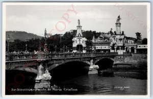 c1930s San Sebastian, Spain Maria Cristina Bridge SHARP RPPC Photo Alsina A150