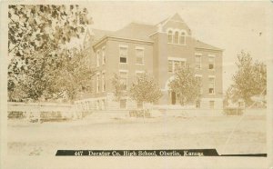 Decatur County High School Oberlin Kansas 1912 Zercher RPPC Photo Postcard 7258