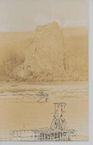 Castle Rock Oregon on Columbia River mining scene? real photo pc Z31015