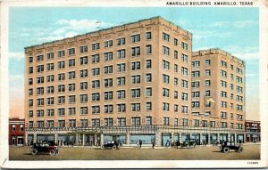 Postcard TX Amarillo Building Old Cars Street View 1939 S60