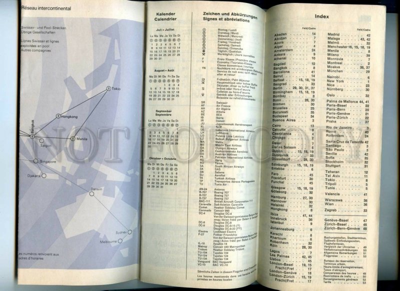 476880 1968 advertising brochure flight descriptions schedules airline SWISSAIR