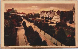 Germany Krefeld Bismarckplatz Vintage Postcard C154