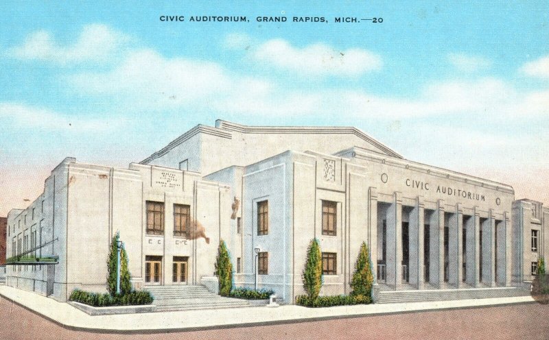 Vintage Postcard Civic Auditorium Black Silver Ballroom Grand Rapids Michigan MI