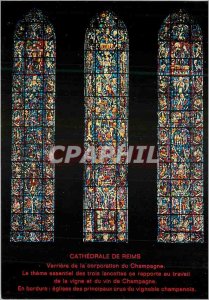 Postcard Modern Stained Glass Cathedral of Reims Champagne Jacques Simon Work...