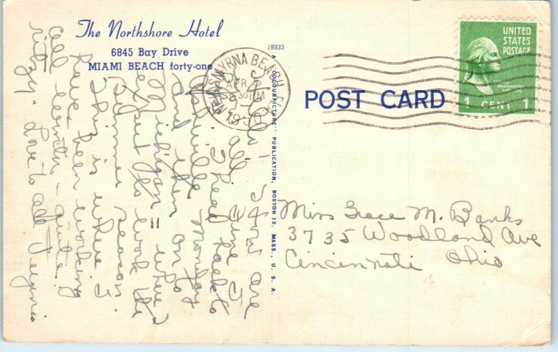 1940s The Northshore Hotel Miami Beach Florida Postcard