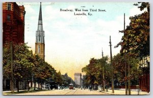 Vintage Postcard 1909 Broadway Railroad Street West from Third St. Louisville KY