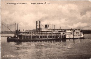 Postcard A Mississippi River Packet Boat Saint Paul in Fort Madison, Iowa