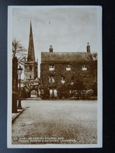 Leicester PRINCE RUPERTS GATEWAY & ST. MARY DE CASTRO CHURCH c1920s RP Postcard