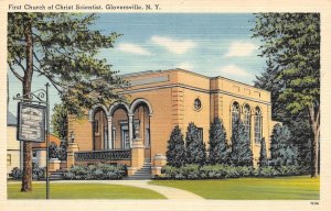 Gloversville, NY New York   FIRST CHURCH OF CHRIST SCIENTIST   ca1940's Postcard