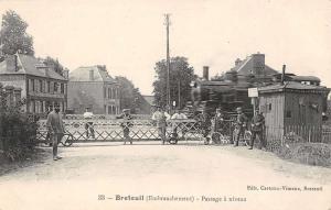 Breteuil France Railroad Crossing Train Scene Antique Postcard K68525