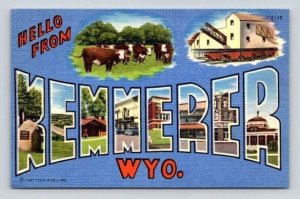 Large Letter Kemmerer Wyoming, Wyo. - Linen Postcard