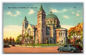 New Catholic Cathedral St Louis Missouri MO Linen Postcard S18