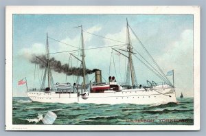 US GUNBOAT YORKTOWN SHIP VICTORIAN TRADE CARD CONDENSED MILK NEW YORK CITY