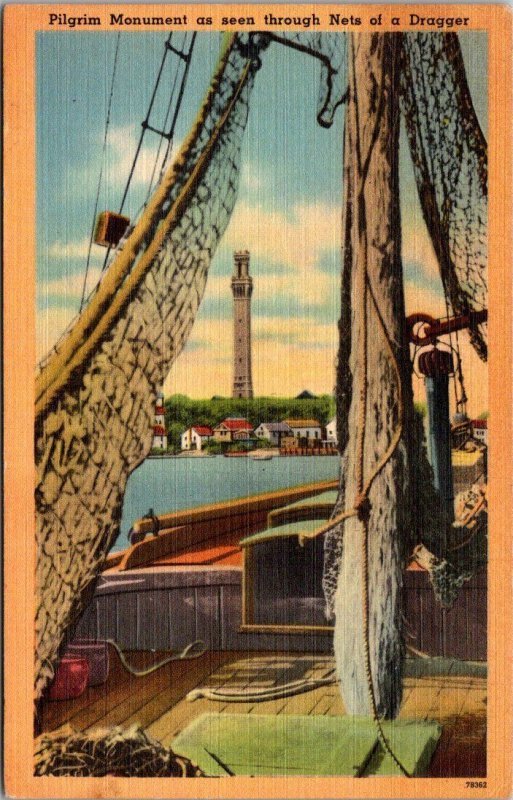 Massachusetts Provincetown Pilgrim Monument Seen Through Nets Of A Dragger 1949