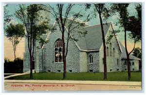 1912 Penney Memorial FB Church Scene Street Augusta Maine ME Antique Postcard