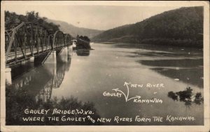 Gauley Bridge West Virginia WV Kanawha River c1920 Real Photo Postcard