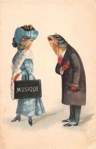 J46/ Interesting Postcard c1910 Dressed Fish Musique Dress Spectacle  223