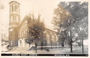 Sacred Heart Church Real Photo Nekoosa WI 