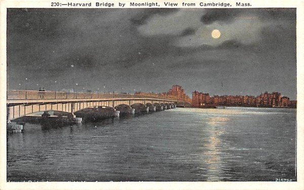 Harvard Bridge by moonlight in Cambridge, Massachusetts View from Cambridge.