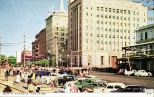 australia, SA, ADELAIDE, North Terrace, Car Bus Tram (1954) Postcard