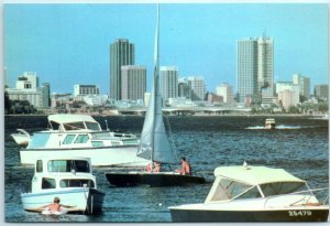 M-17627 Pleasure crafts riding at anchor in Matilda Bay Perth Australia