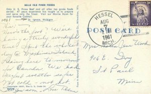 Belle Isle Finer Foods Restaurant St Ignance Michigan roadside Postcard 20-9288