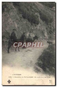 Old Postcard Auvergne Ascension of the Puy de Dome Road to the Peaks Donkey Mule