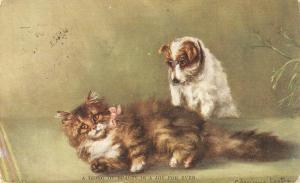 \Cat and dog. A thing of beauty..\ Nice antique English PC