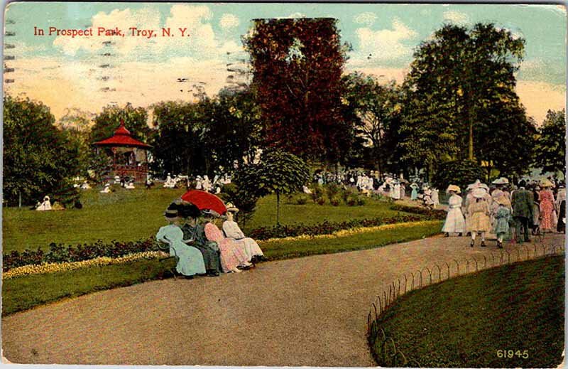 Postcard PARK SCENE Troy New York NY AK6591