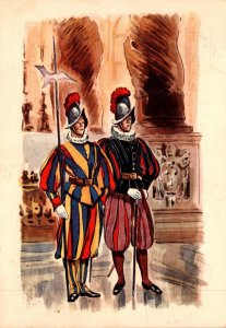 Military Uniforms The Ponifical Armed Forces Swiss Guard On Duty Inside St Pe...