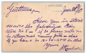 1903 Ordering Wire Kwilecki Bainbridge Savannah Georgia GA Postal Card