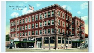 1924 Sheldon Munn Hotel Building Street View Ames Iowa IA Vintage Postcard