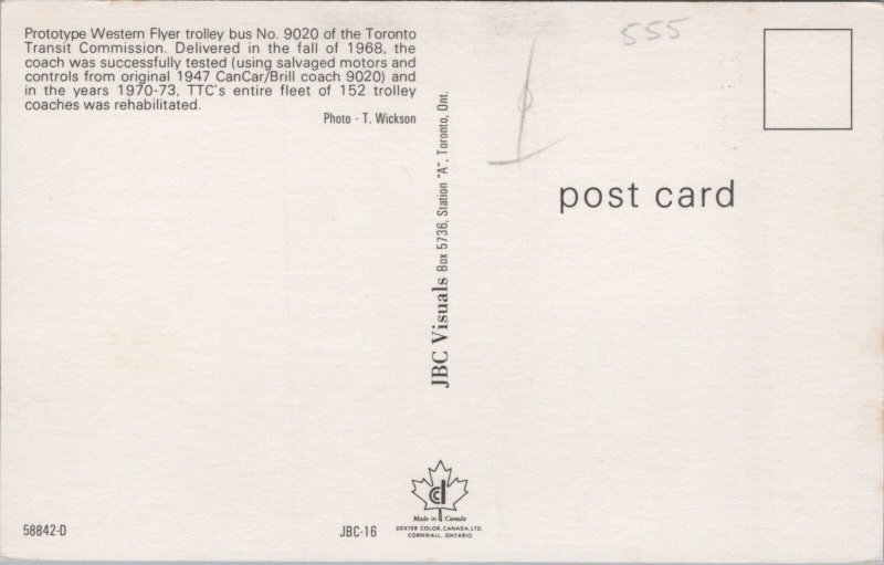 Canada Ontario Toronto Transit Commission Vintage Postcard C236