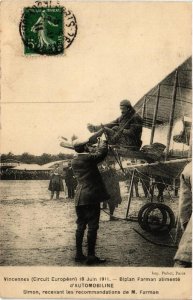 CPA VINCENNES Circuit Eropeen 1911 Biplan farman alimente d'Automobile (509493)