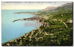 Menton and Garavan - Taking the view Frontiere Italienne- Old Postcard