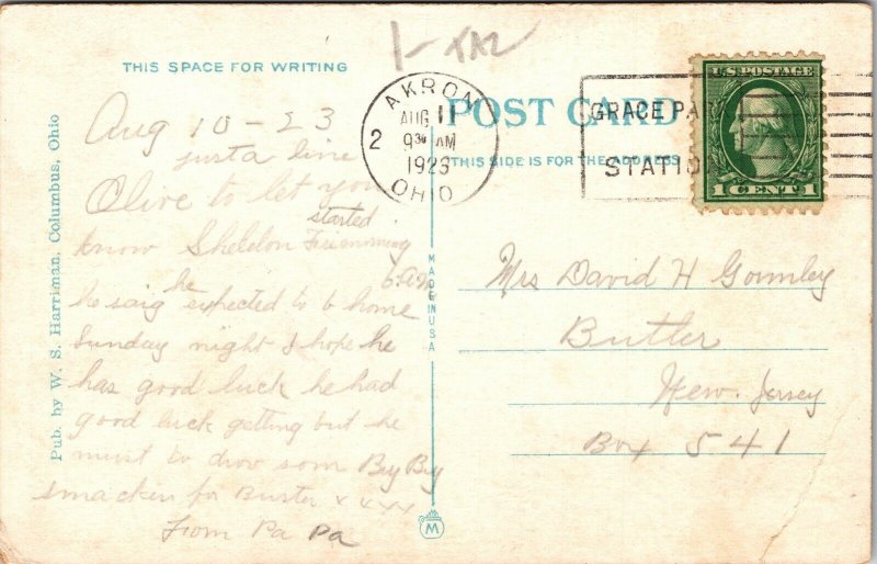 New Viaduct Akron Ohio OH WB Postcard VTG 1923 PM Clean Cancel WOB Note 