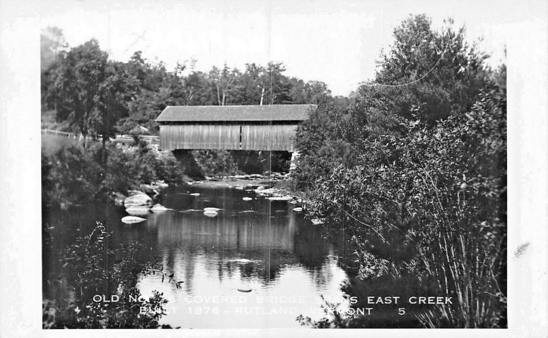 RUTLAND VERMONT~OLD 76 COVERED BRIDGE SPANS EAST CREEK~REAL PHOTO POSTCARD