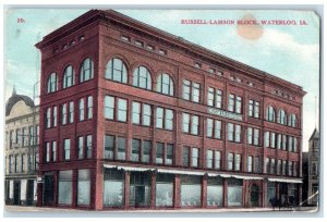 1908 Russell-Lamson Block Building Exterior Waterloo Iowa IA Posted Postcard