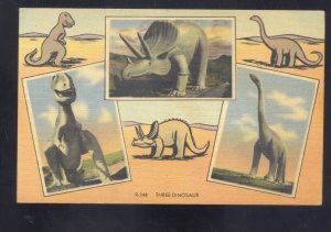 RAPID CITY SOUTH DAKOTA SD DINOSAUR PARK VINTAGE LINEN ADVERTISING POSTCARD