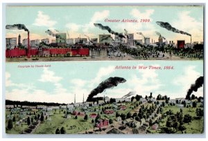 1909 War Times and Greater Atlanta Georgia GA Antique Multiview Postcard