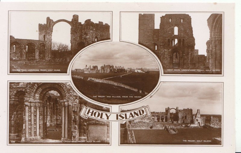 Northumberland Postcard - Views of Holy Island - Real Photograph - Ref 1956